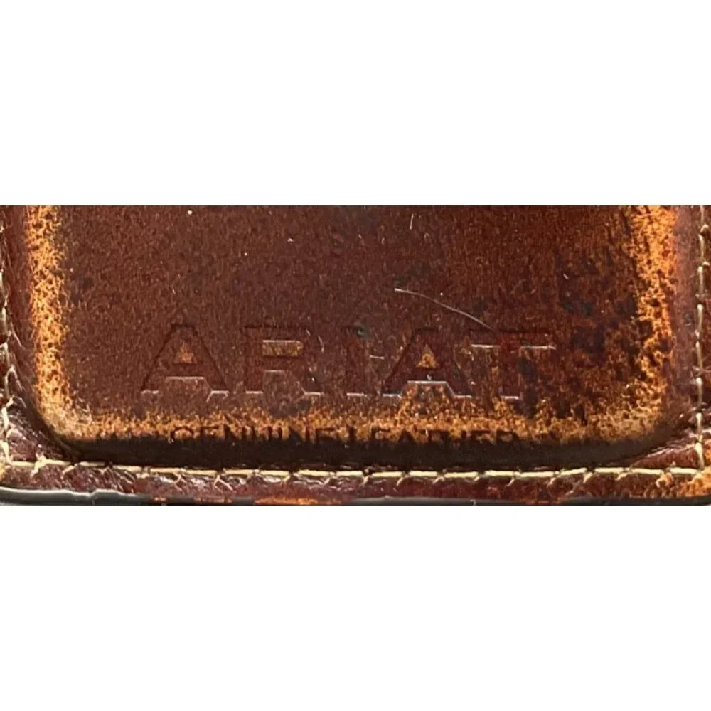 Hand-Tooled Brown Leather Magnetic Ariat Credit Card Wallet Cowboy Western 4